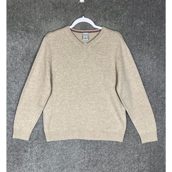 Old Navy Lambswool Blend Long Sleeve V-Neck Knit Sweater Mens‎ Size Medium Beige - Picture 1 of 6